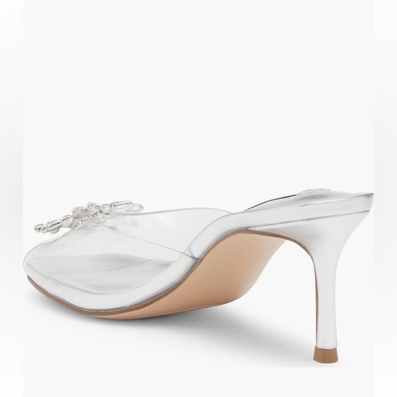 Steve Madden Silver Heels with Clear Slide with Crystals - Picture 5 of 5